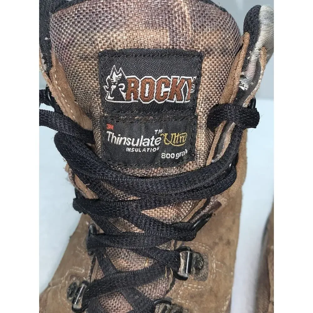 Rocky Gear Boots Youth Size 6 M Brown Camo Insulated Lace up READ